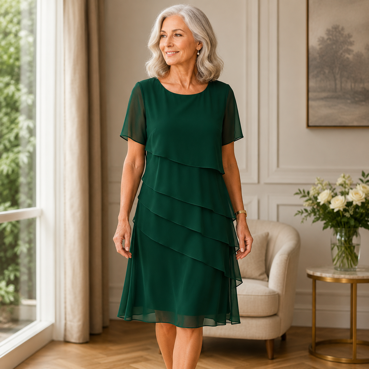 Women's Flowy Layered Ruffled Maxi Dress Klara