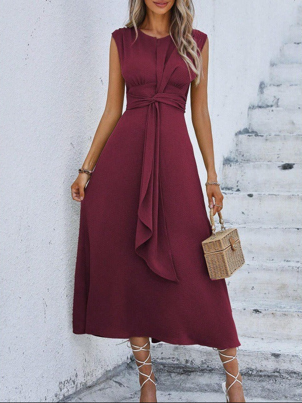 Women's Flowy Midi Dress with Adjustable Waist Klara