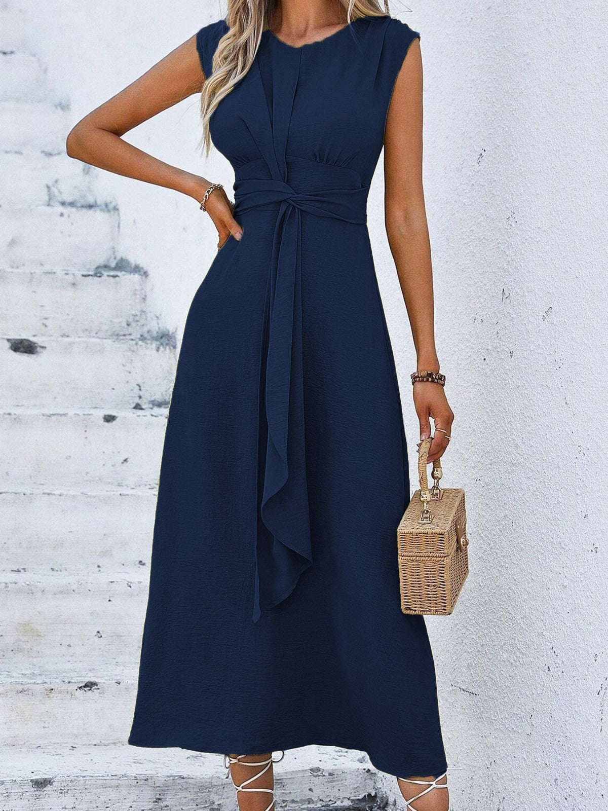 Women's Flowy Midi Dress with Adjustable Waist Klara