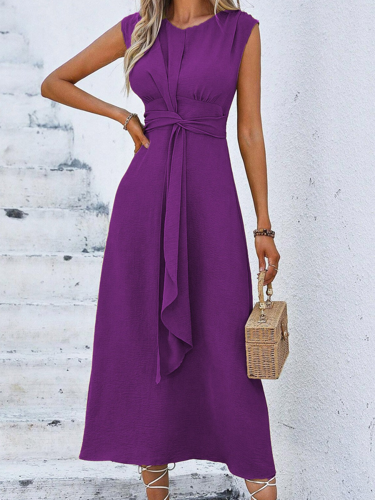 Women's Flowy Midi Dress with Adjustable Waist Klara