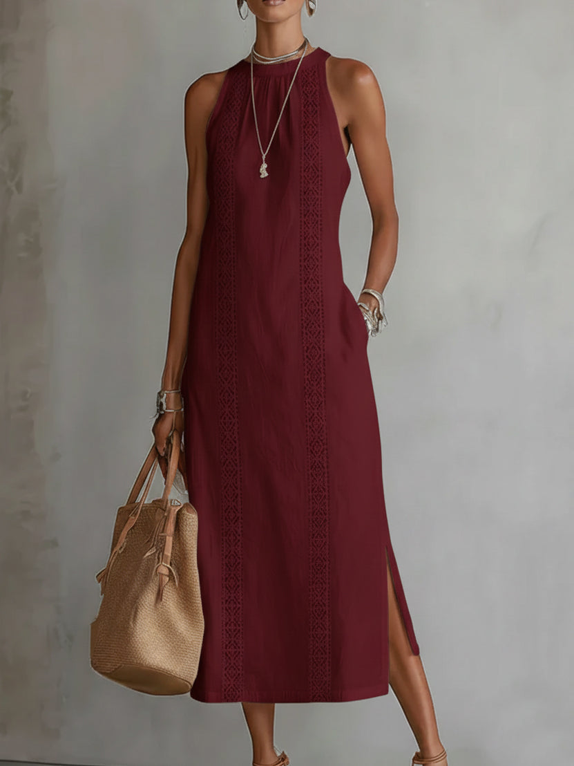 Women's Fluid Cotton Midi Dress With Mandarin Collar Klara