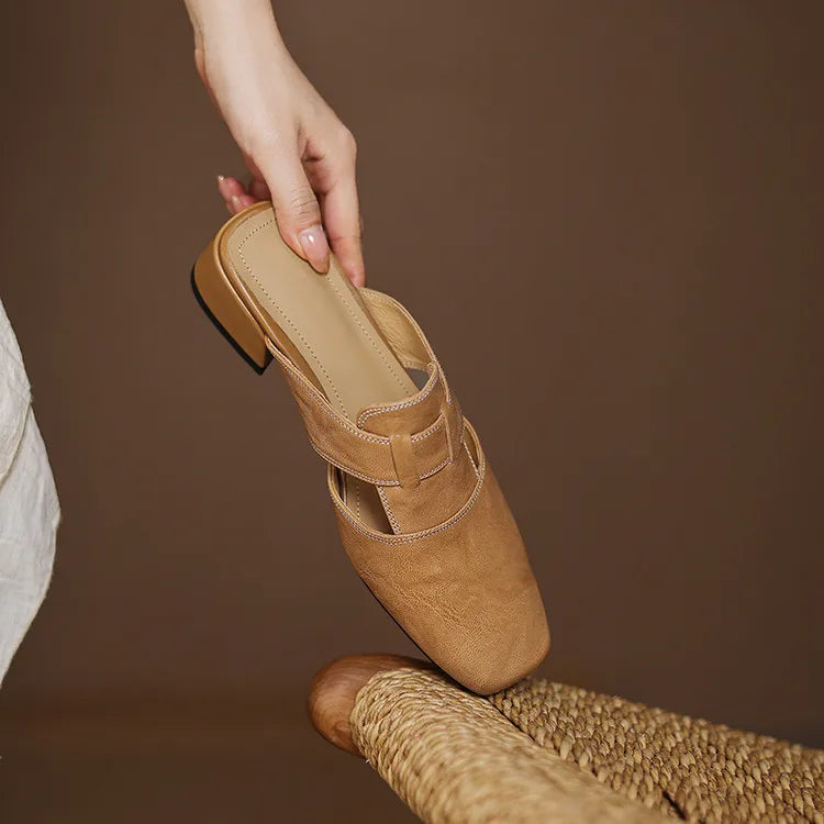 Women's Genuine Leather Cut-Out Mules Klara
