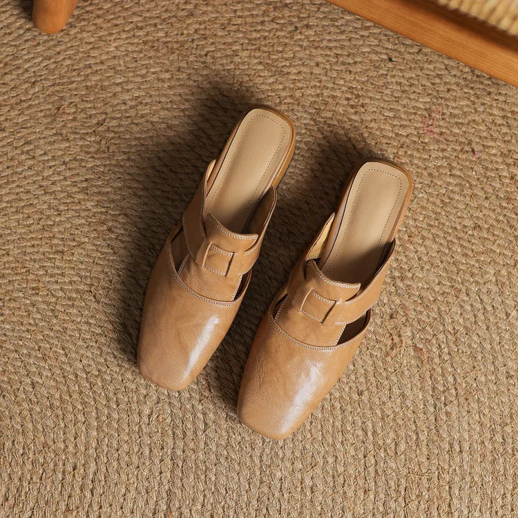 Women's Genuine Leather Cut-Out Mules Klara