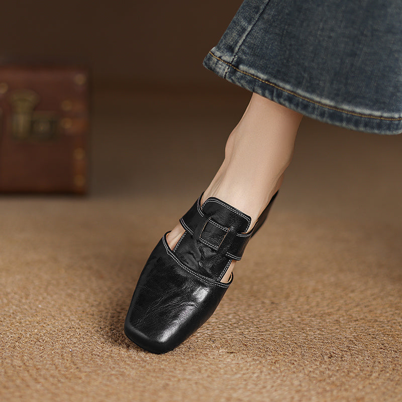 Women's Genuine Leather Cut-Out Mules Klara