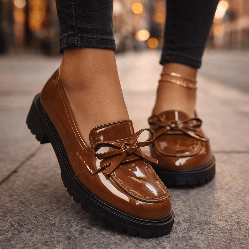 Women's High-Gloss Leather Platform Loafers Klara