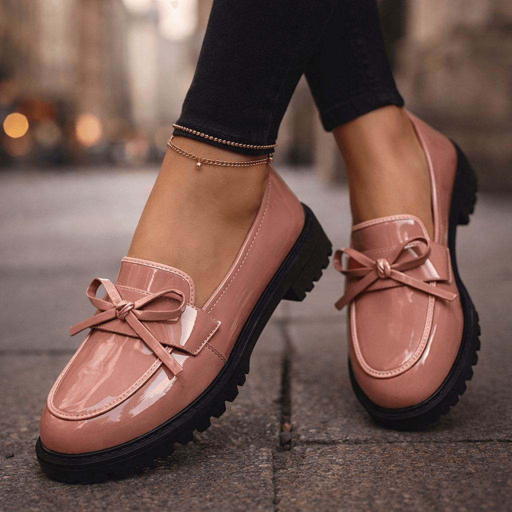 Women's High-Gloss Leather Platform Loafers Klara