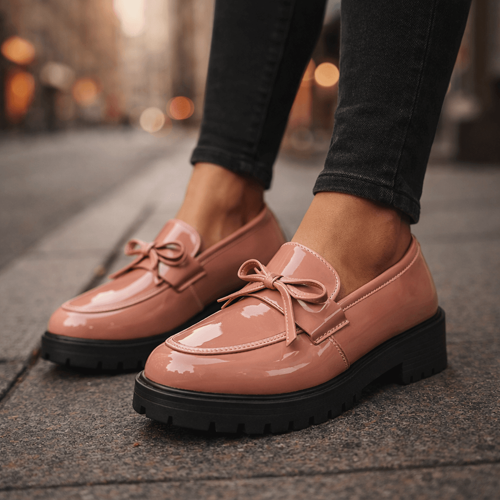 Women's High-Gloss Leather Platform Loafers Klara