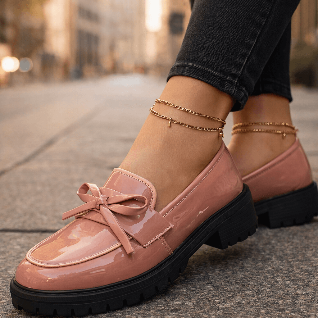 Women's High-Gloss Leather Platform Loafers Klara