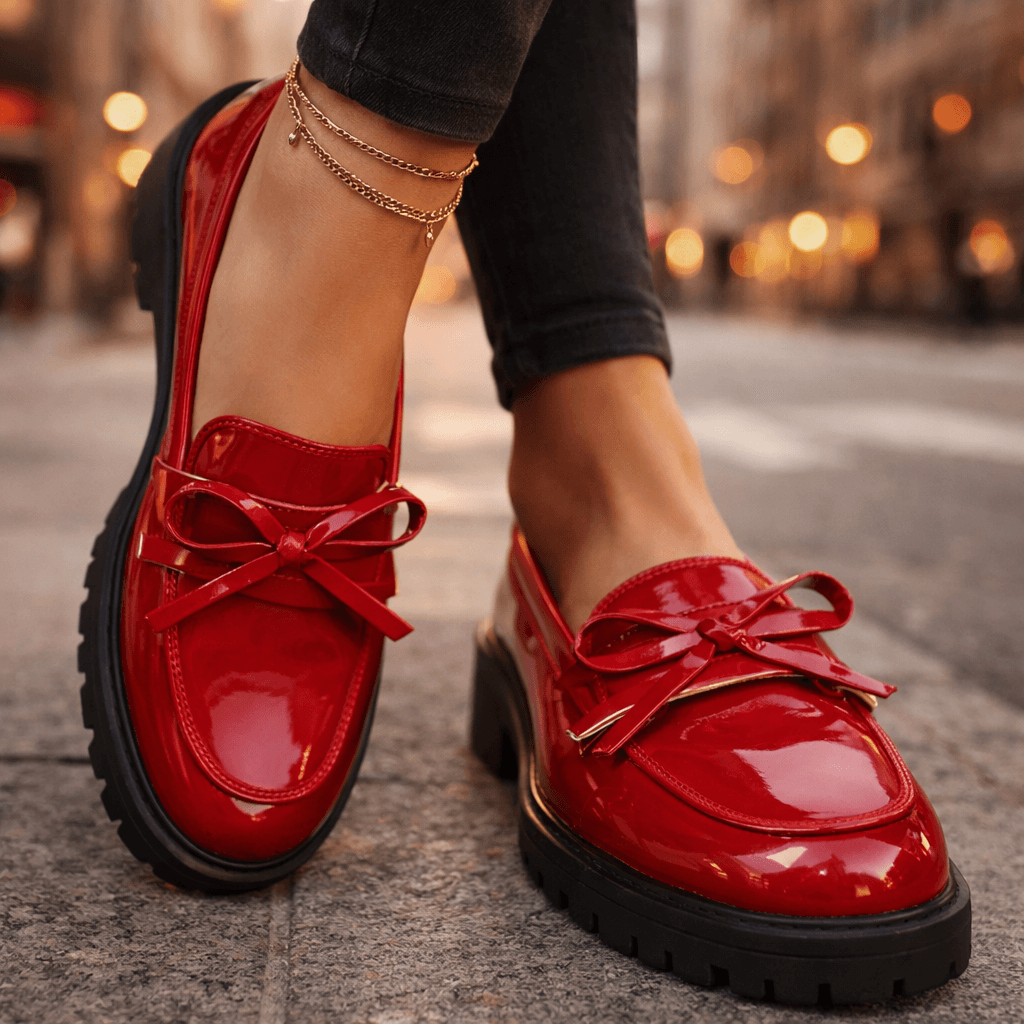 Women's High-Gloss Leather Platform Loafers Klara