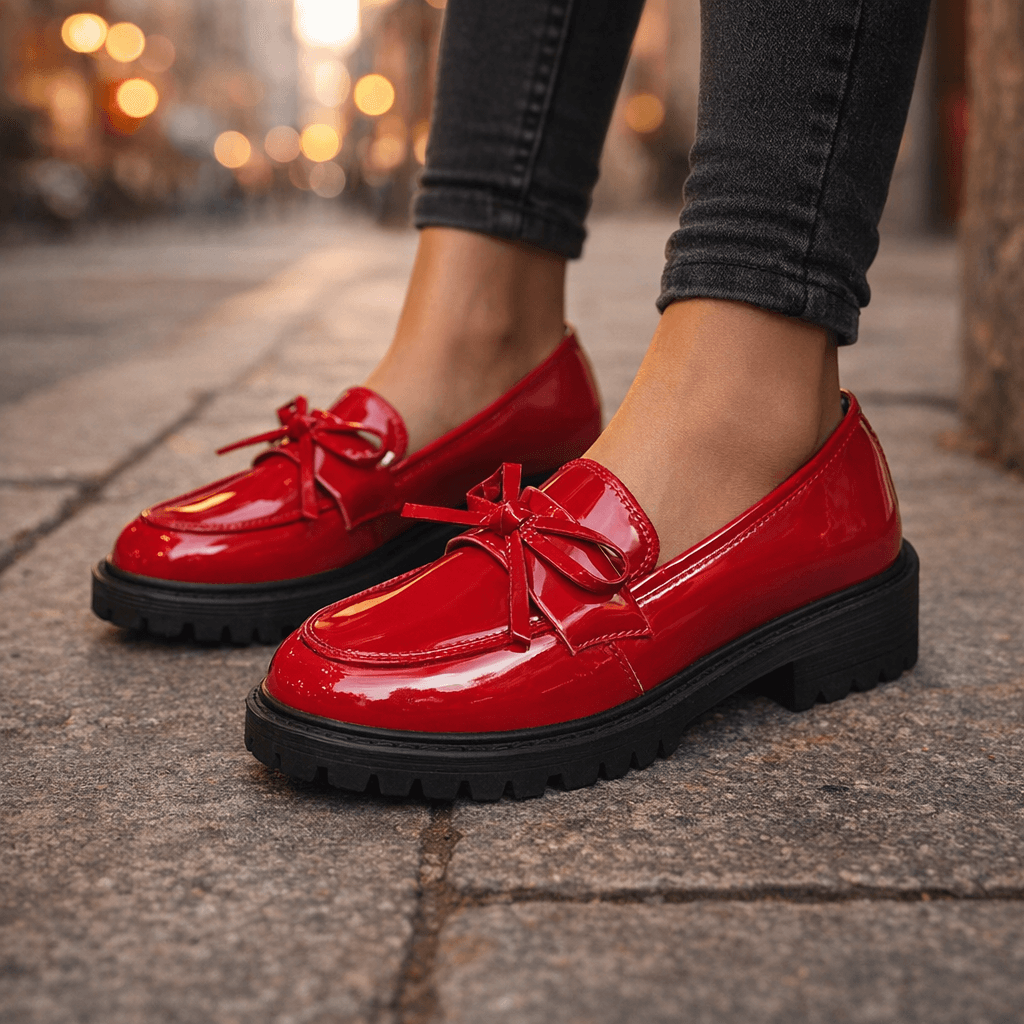 Women's High-Gloss Leather Platform Loafers Klara