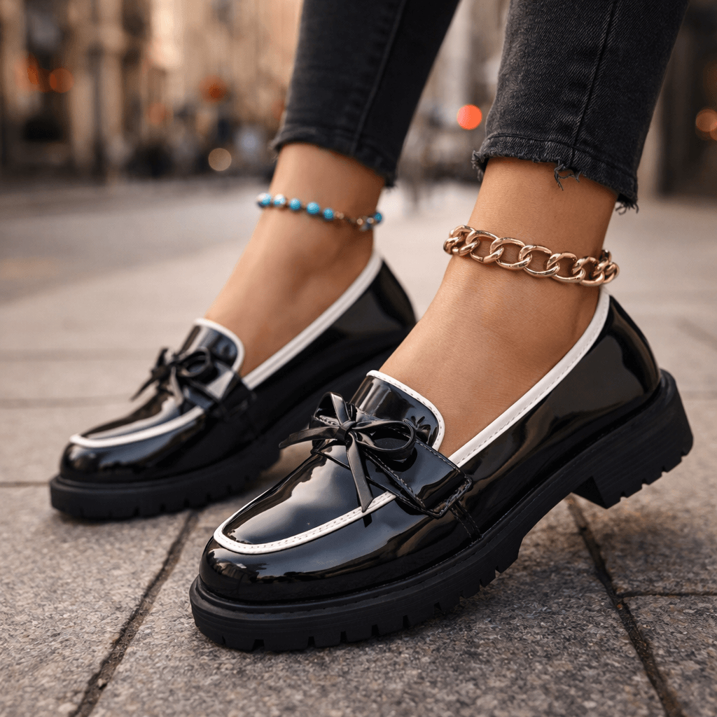 Women's High-Gloss Leather Platform Loafers Klara