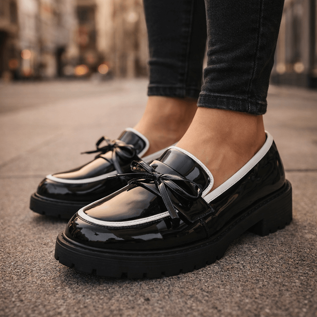 Women's High-Gloss Leather Platform Loafers Klara