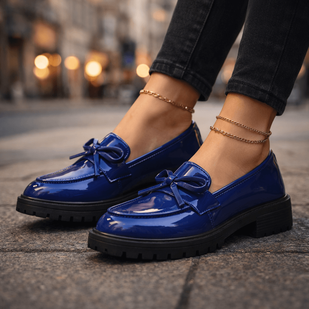 Women's High-Gloss Leather Platform Loafers Klara