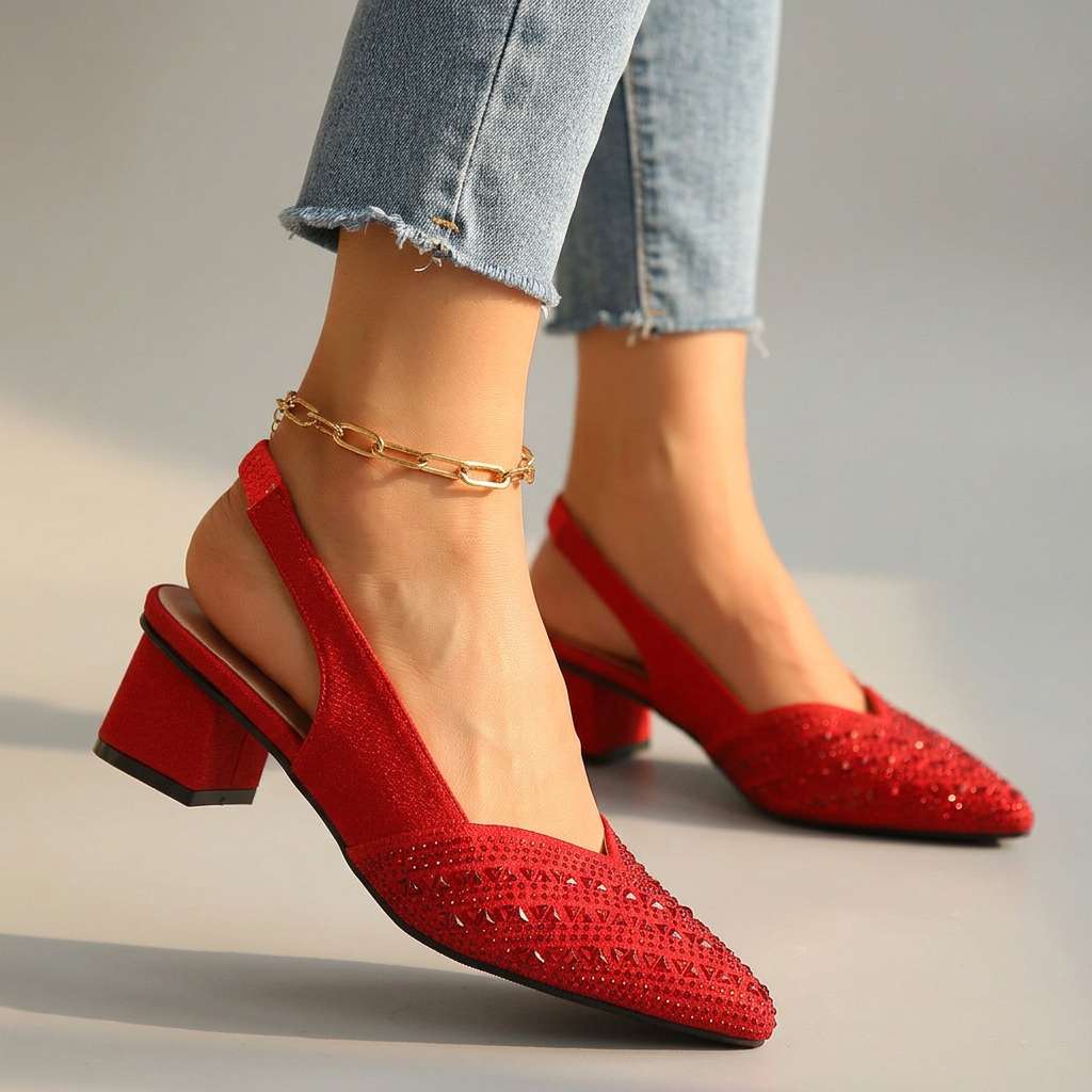 Women's Jewel Embellished Slingback Heels Klara