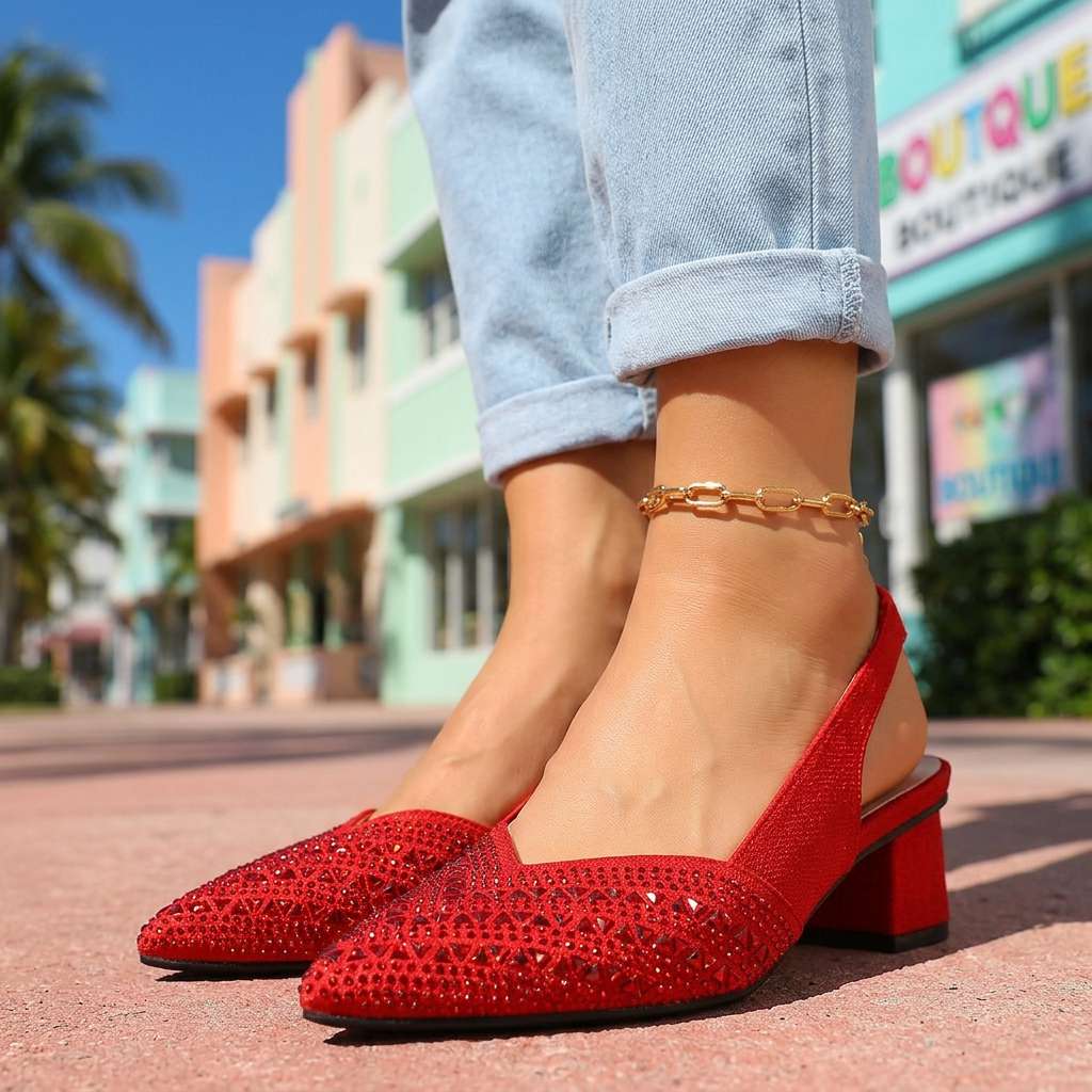 Women's Jewel Embellished Slingback Heels Klara