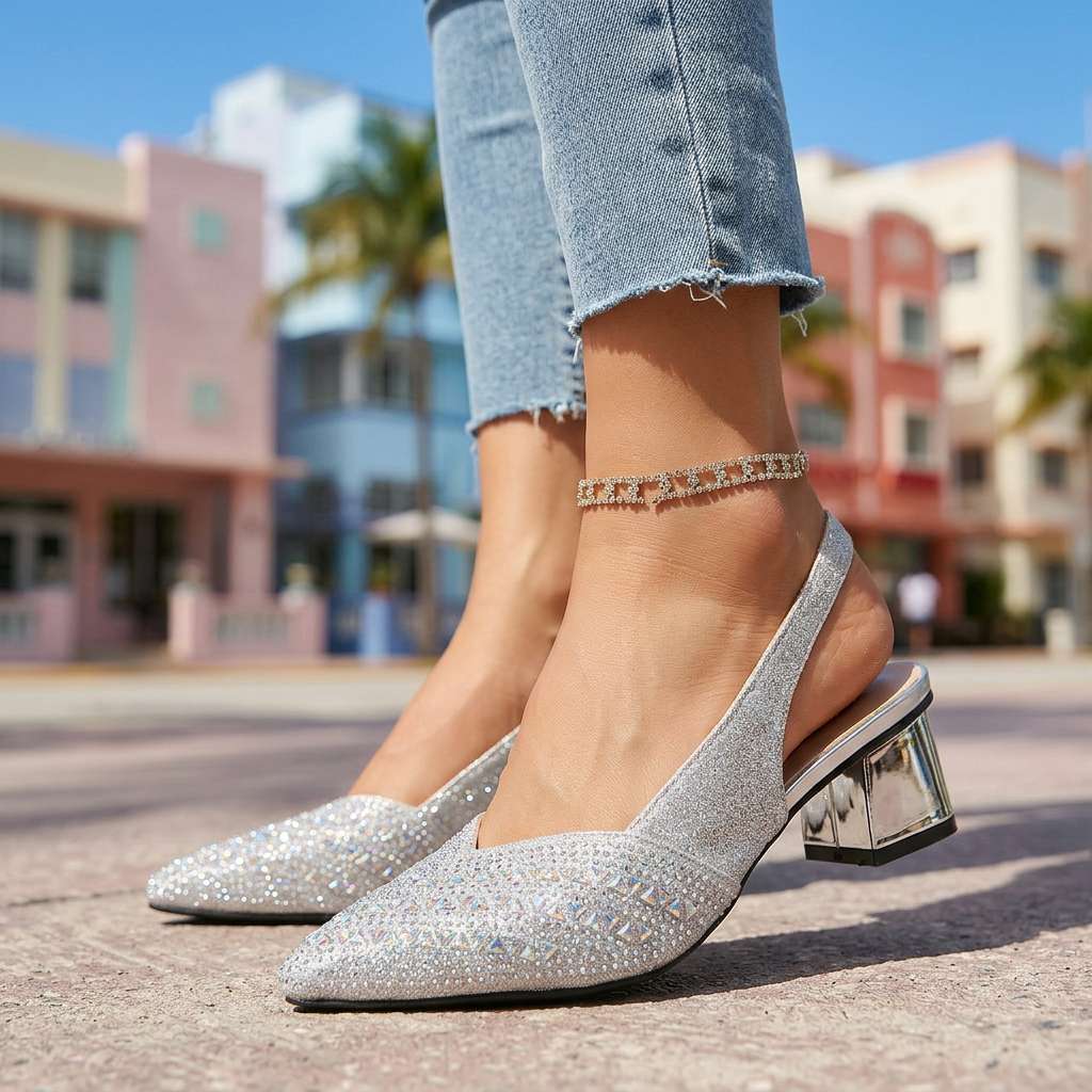Women's Jewel Embellished Slingback Heels Klara
