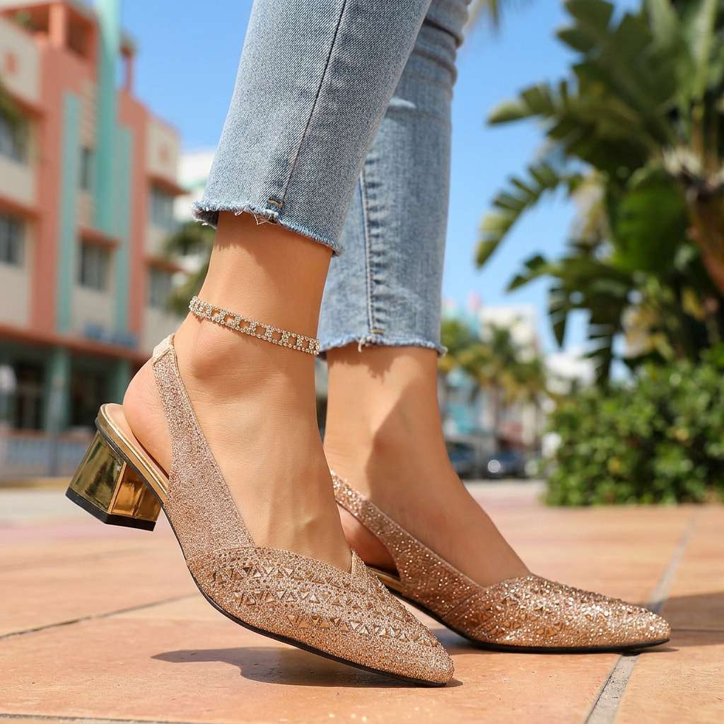 Women's Jewel Embellished Slingback Heels Klara