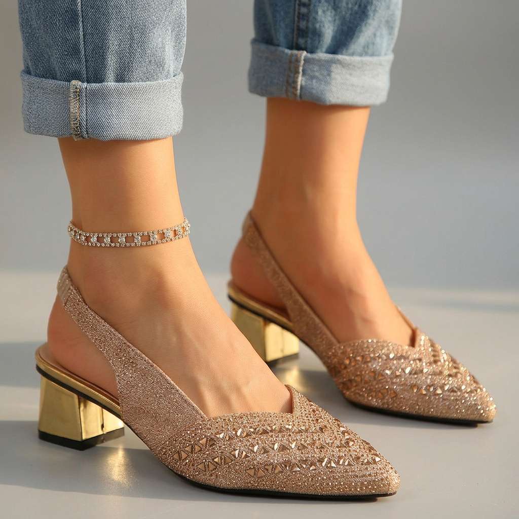 Women's Jewel Embellished Slingback Heels Klara