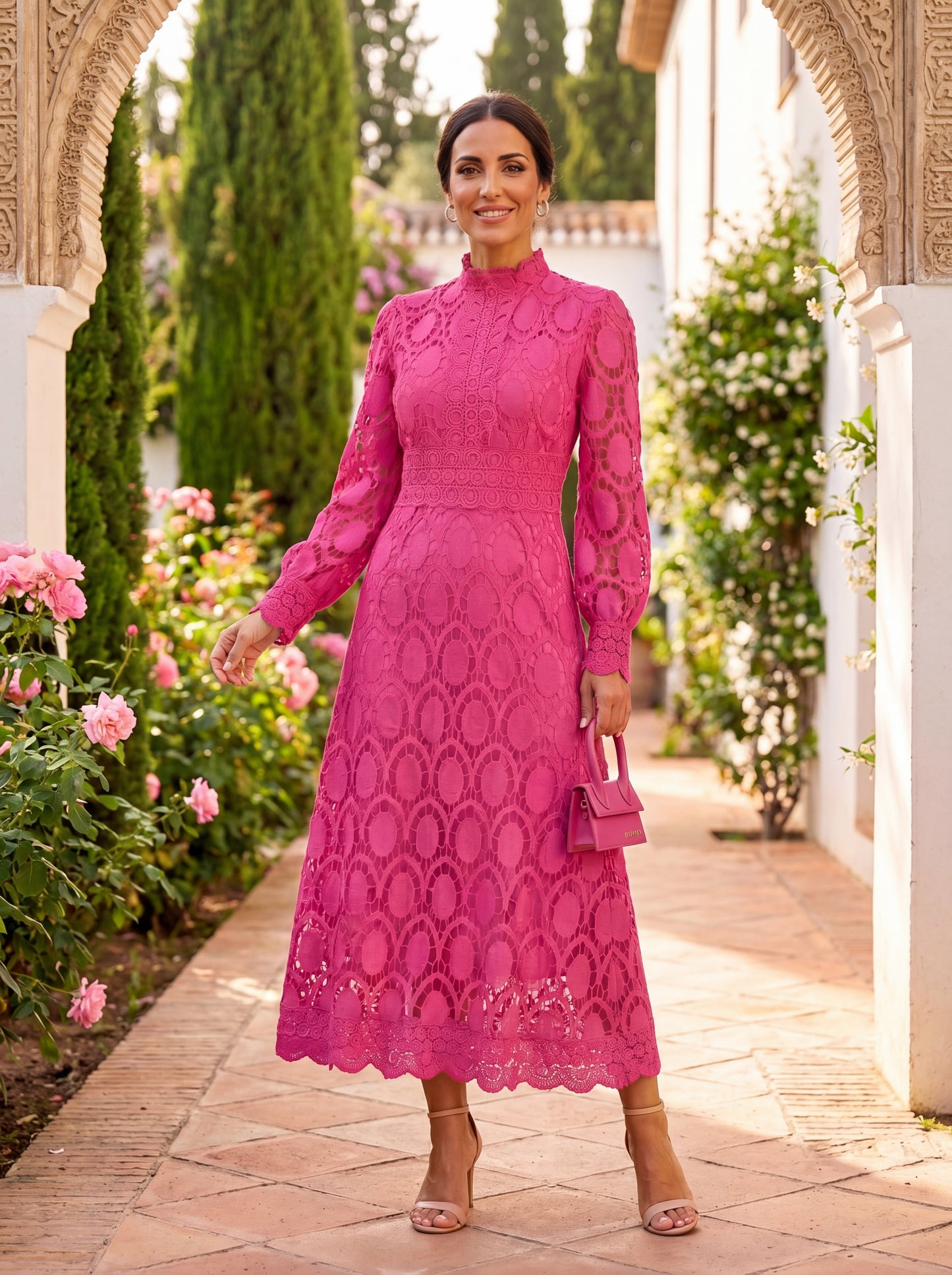 Women's Lace Detail Silk Formal Dress Klara