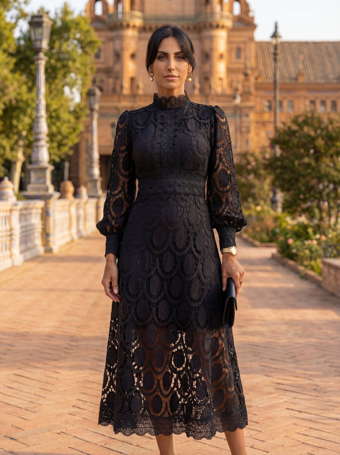 Women's Lace Detail Silk Formal Dress Klara