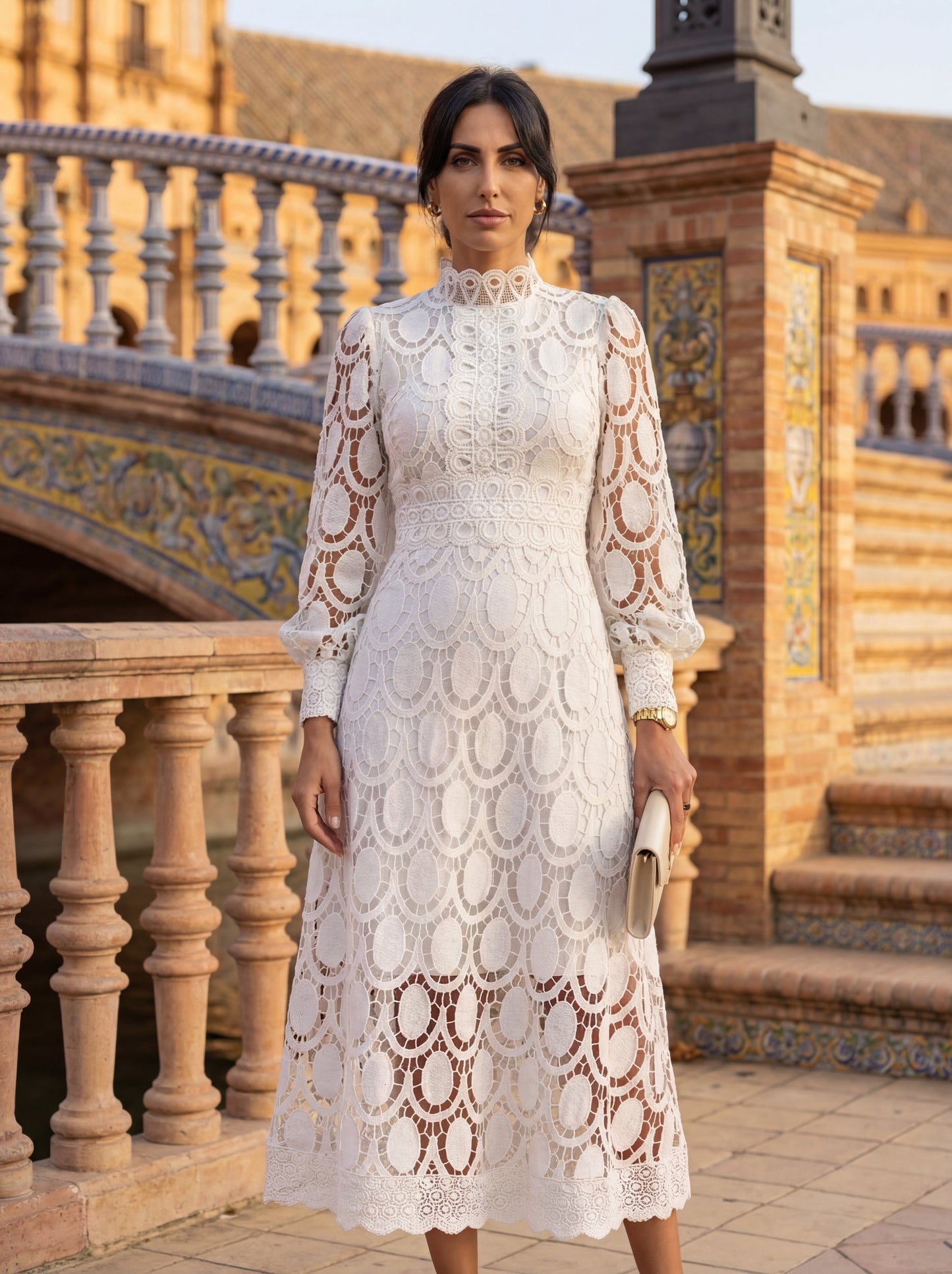 Women's Lace Detail Silk Formal Dress Klara