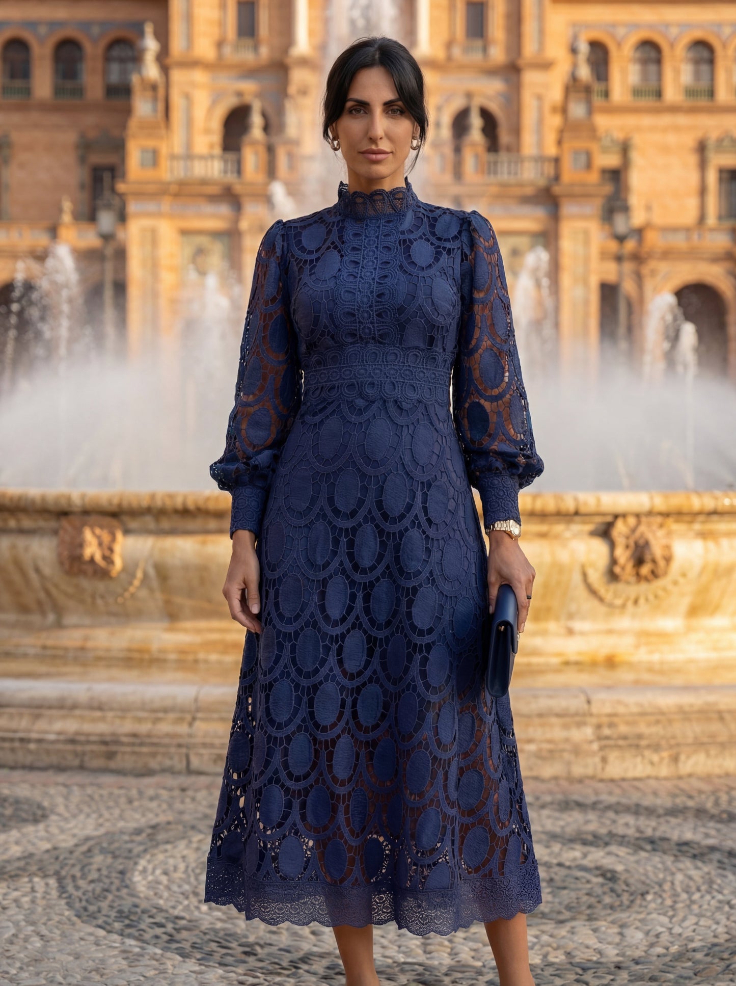 Women's Lace Detail Silk Formal Dress Klara