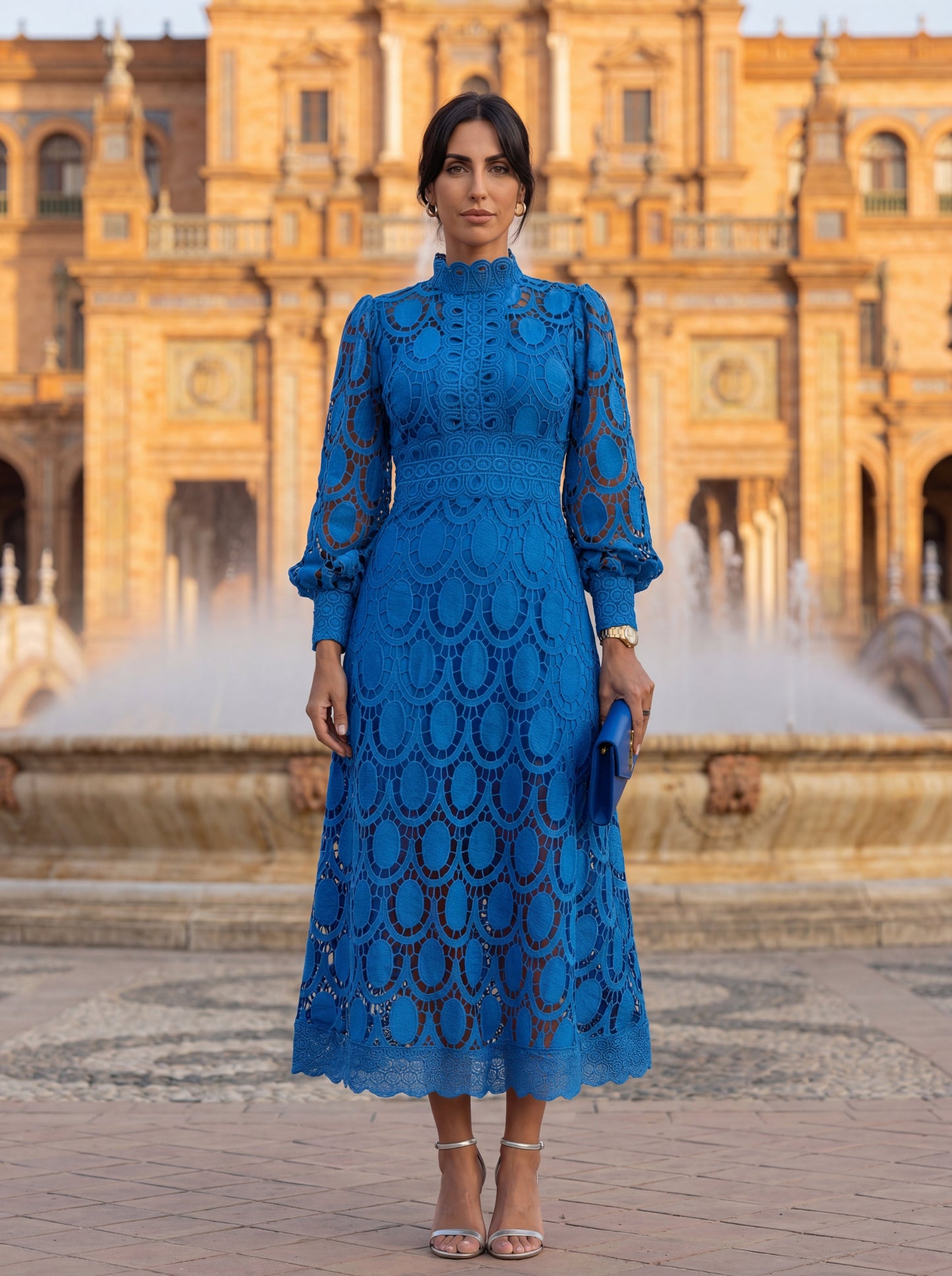Women's Lace Detail Silk Formal Dress Klara