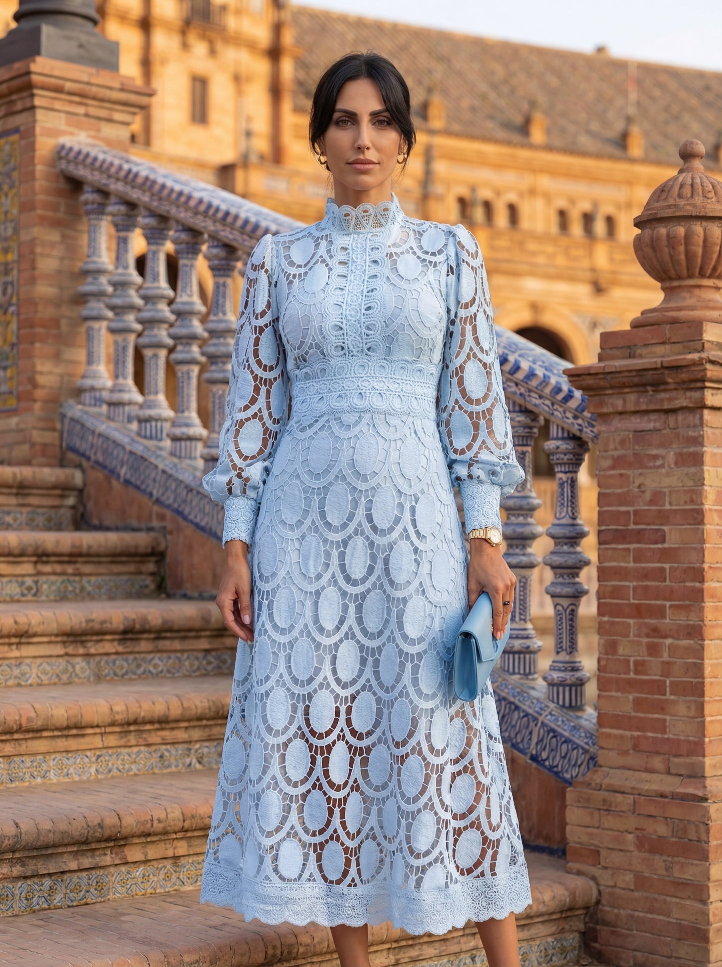 Women's Lace Detail Silk Formal Dress Klara