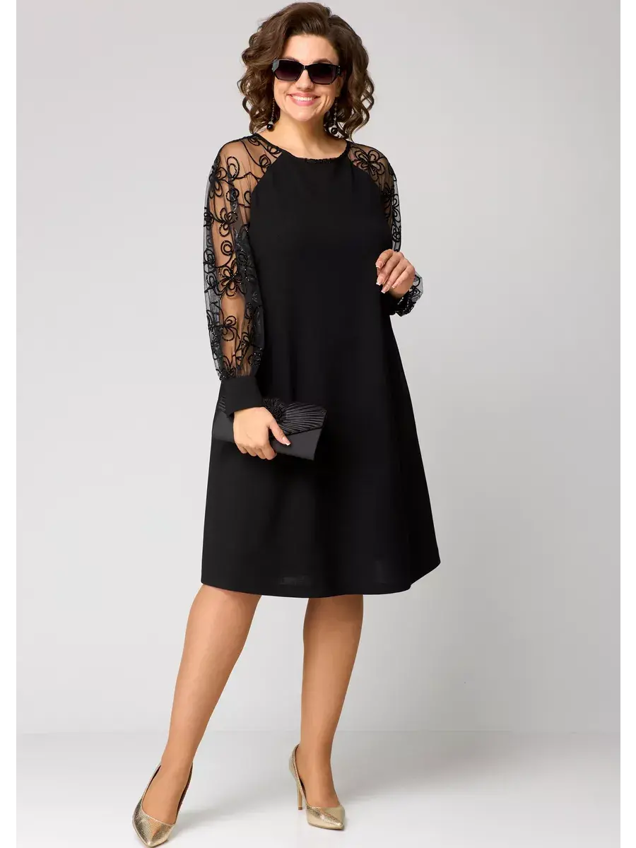 Women's Lace Midi Dress with Transparent Sleeves Klara