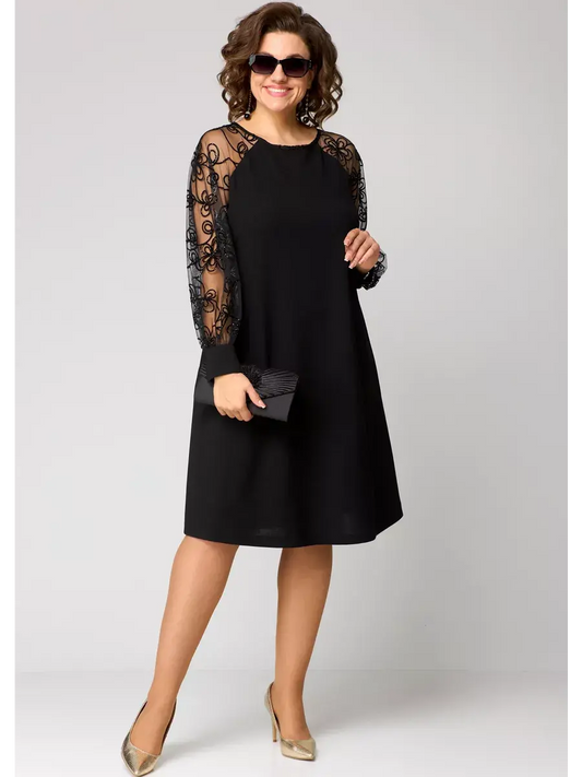Women's Lace Midi Dress with Transparent Sleeves Klara