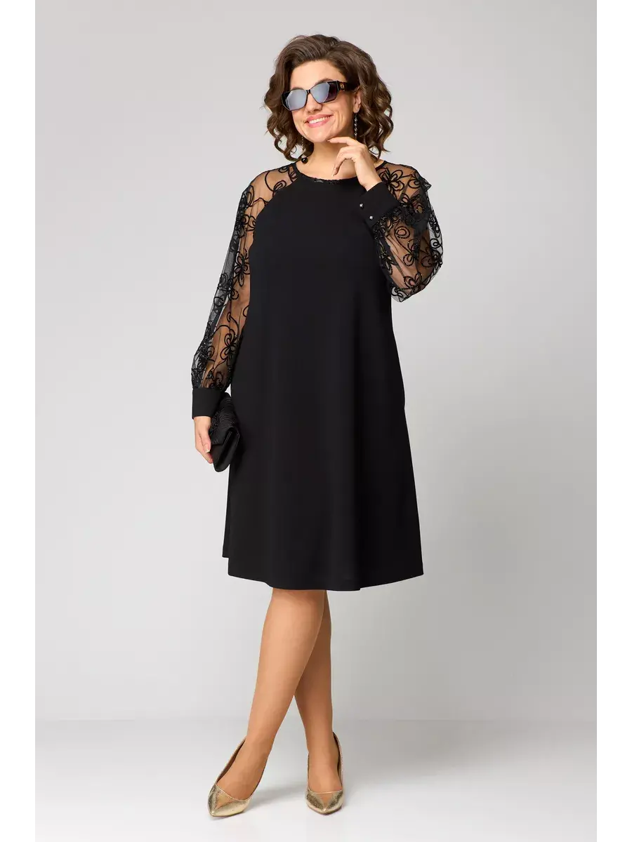 Women's Lace Midi Dress with Transparent Sleeves Klara