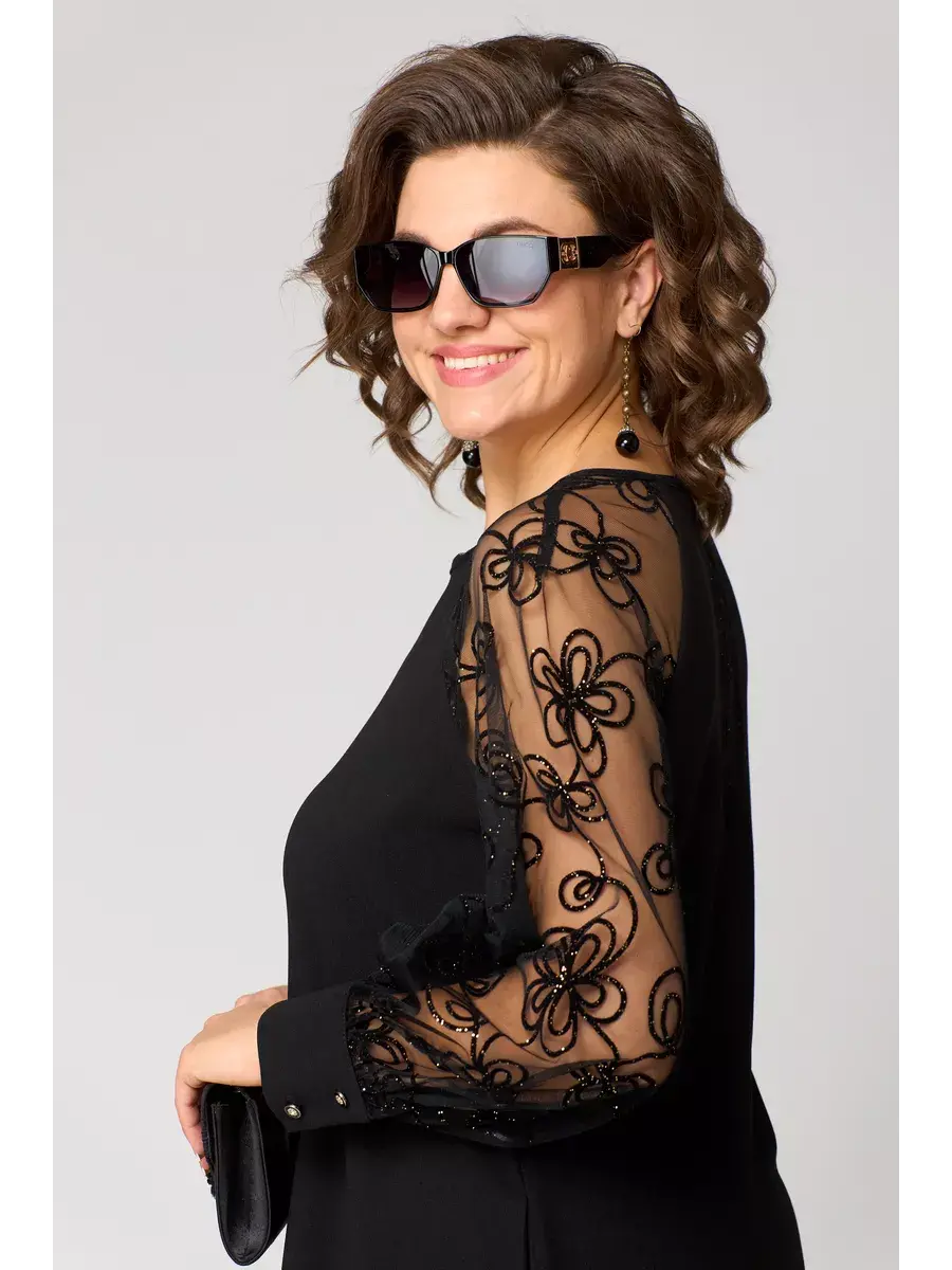 Women's Lace Midi Dress with Transparent Sleeves Klara