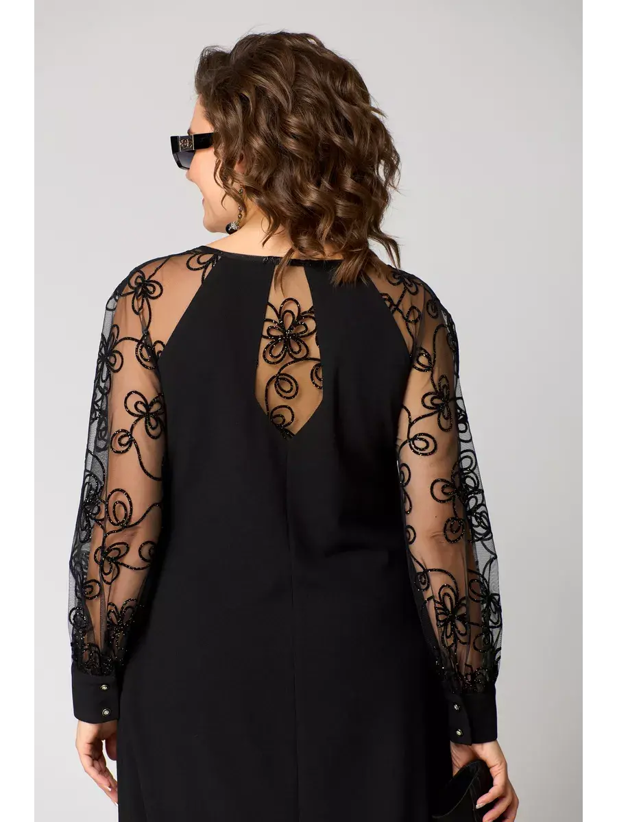 Women's Lace Midi Dress with Transparent Sleeves Klara