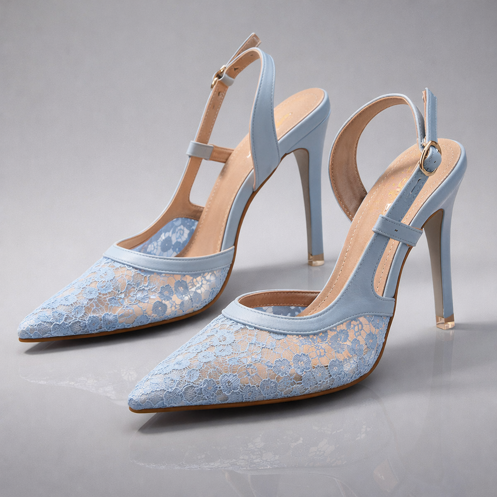 Women's Lace Trim Slingback Heels Klara