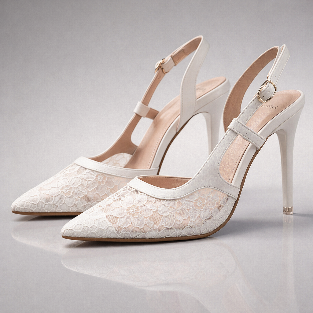 Women's Lace Trim Slingback Heels Klara