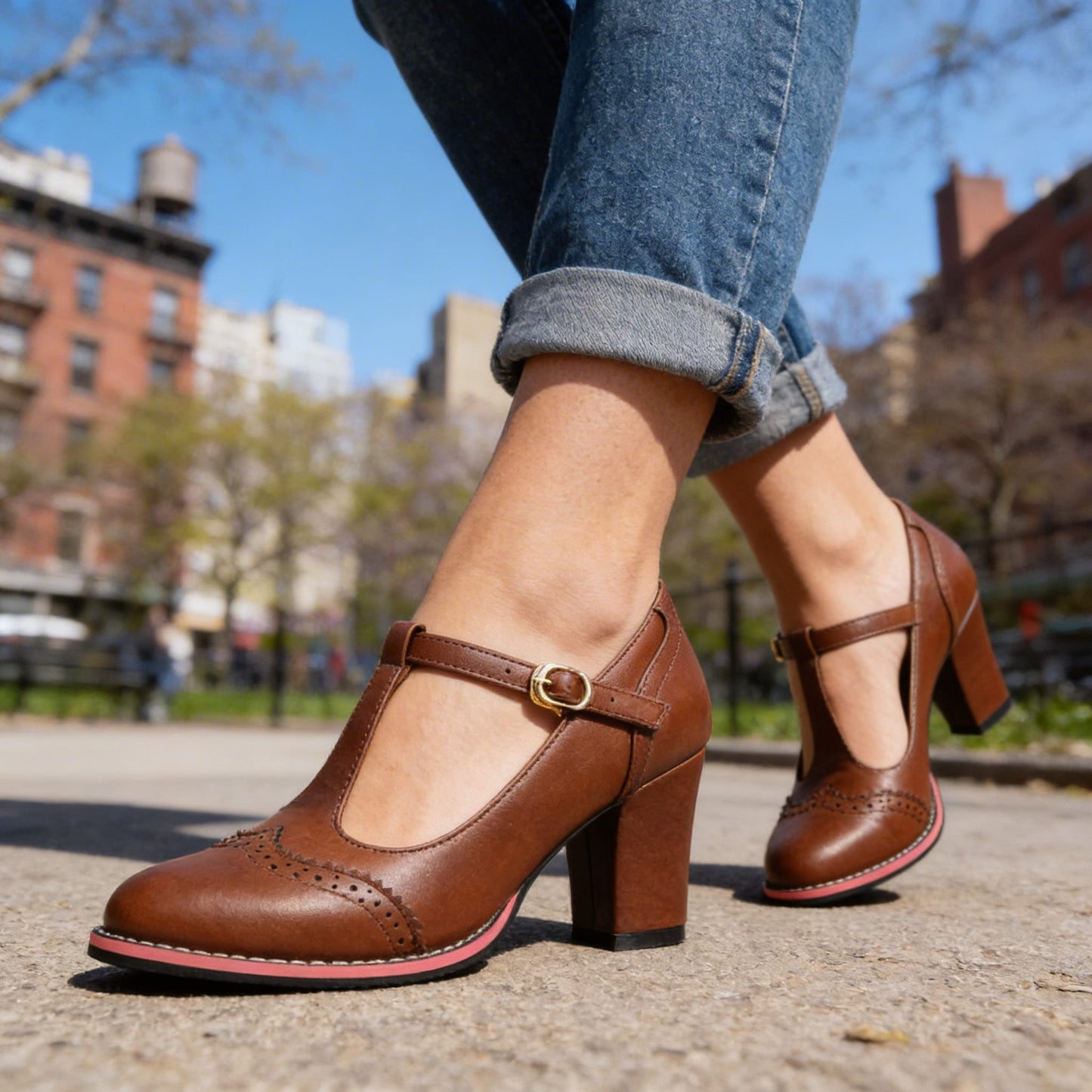 Women's Leather Brogue Loafers with Padded Footbed Klara