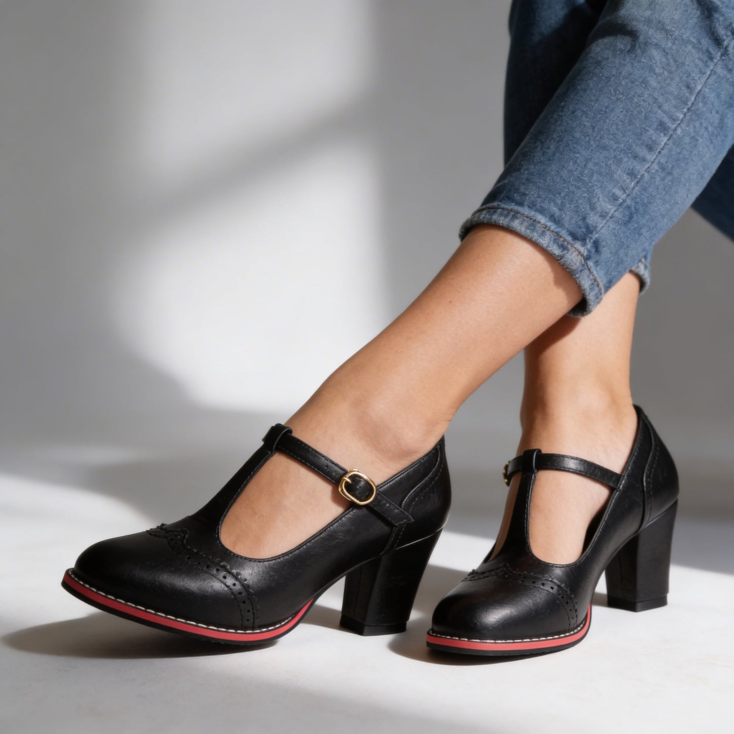 Women's Leather Brogue Loafers with Padded Footbed Klara
