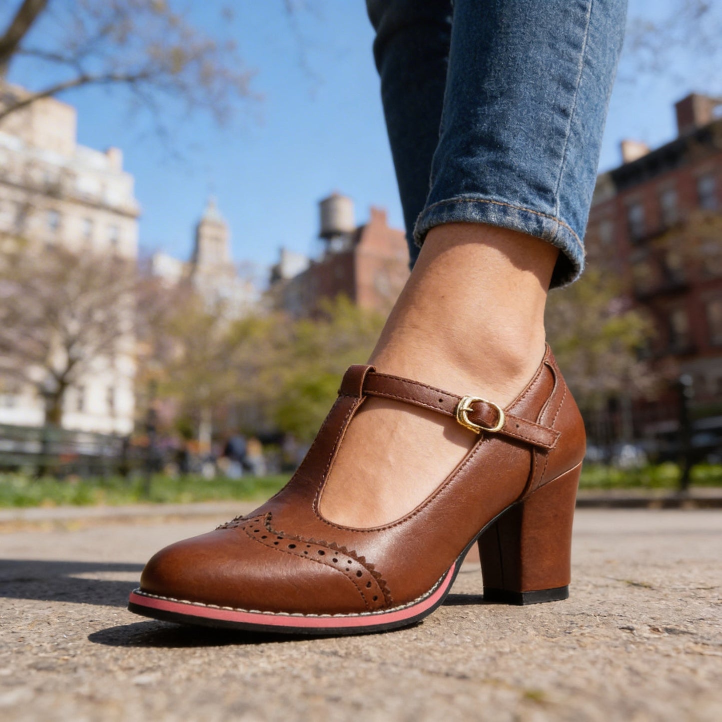 Women's Leather Brogue Loafers with Padded Footbed Klara