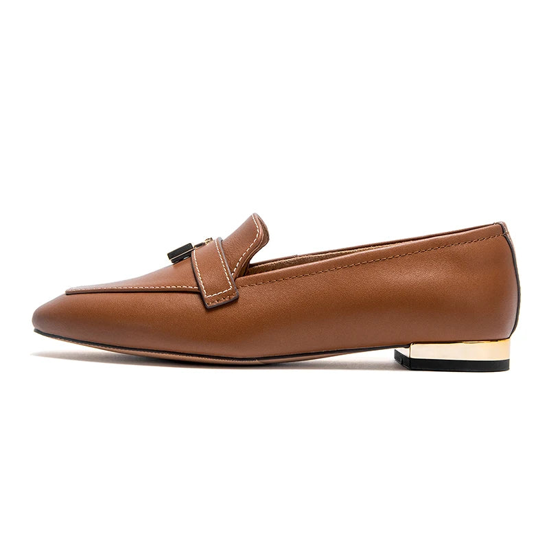 Women's Leather Moccasin Shoes with Gold Lock Detail Klara