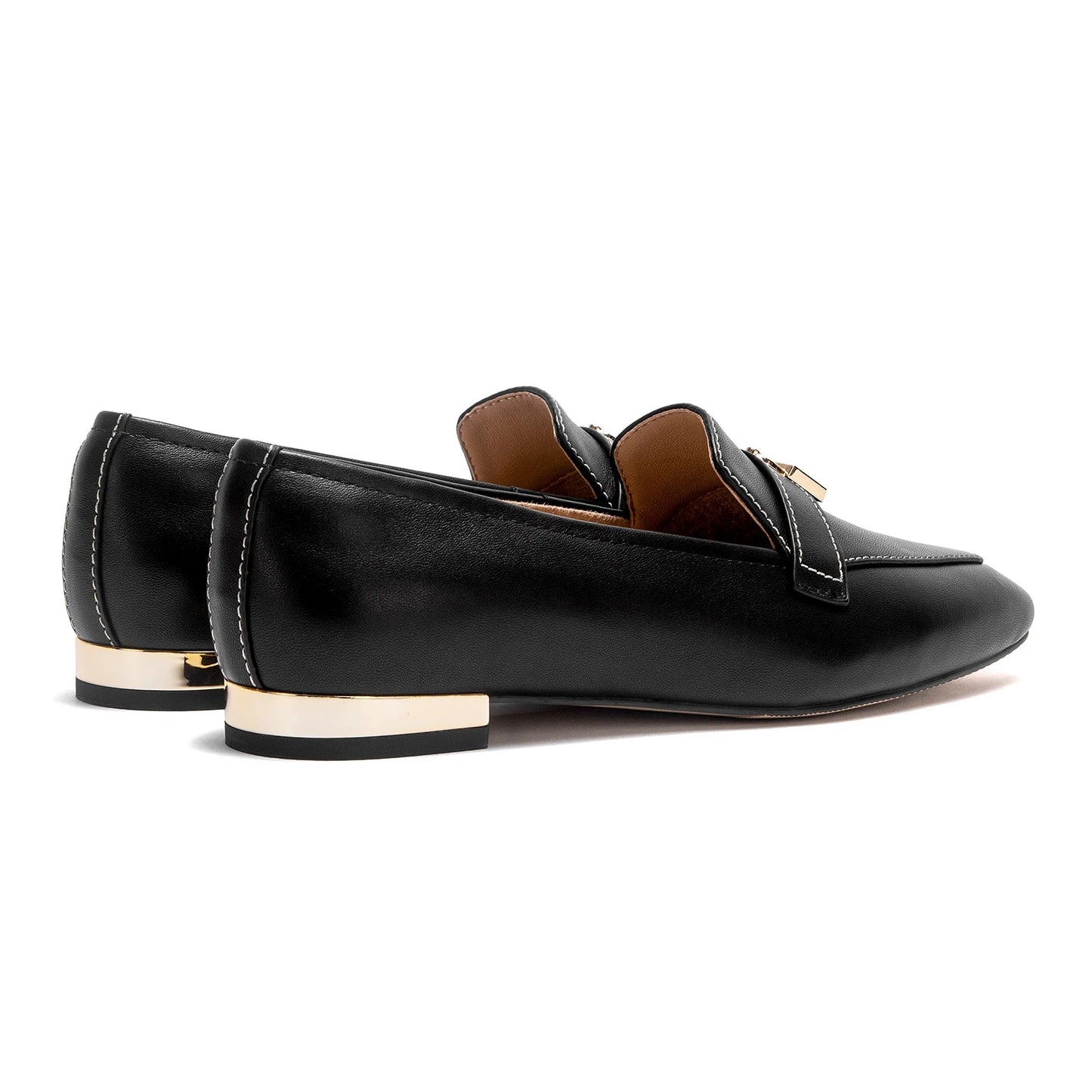 Women's Leather Moccasin Shoes with Gold Lock Detail Klara