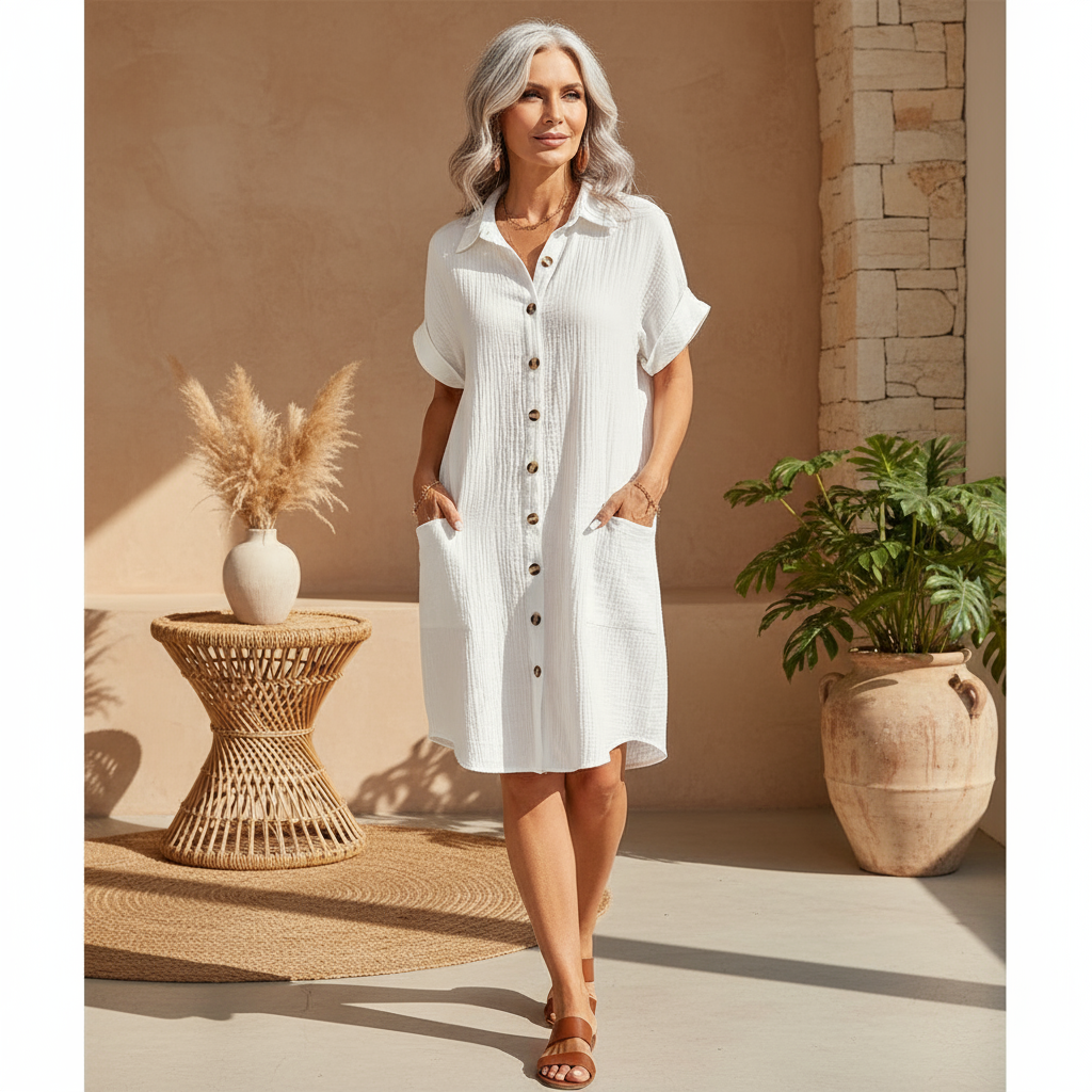 Women's Lightweight Cotton Polo Dress Klara