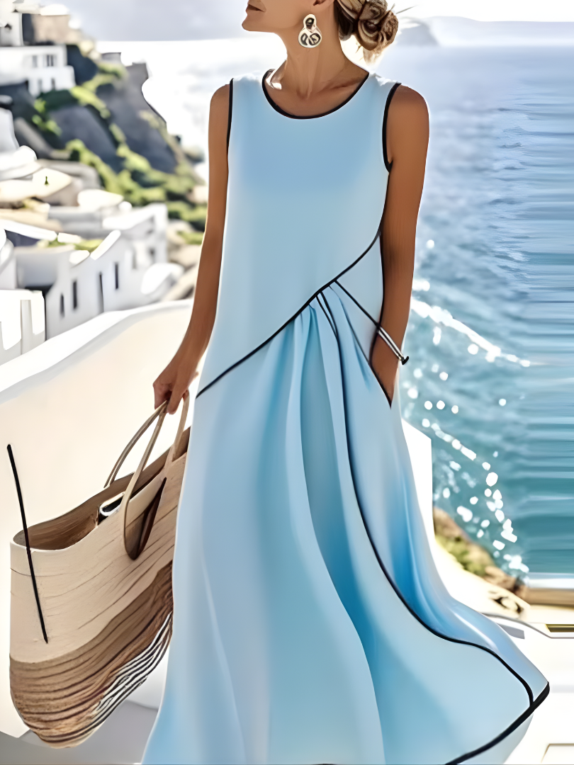 Women's Lightweight Fabric Round Neck Summer Dress Klara