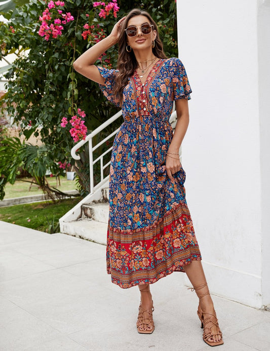 Women's Lightweight Floral Print Midi Dress Klara