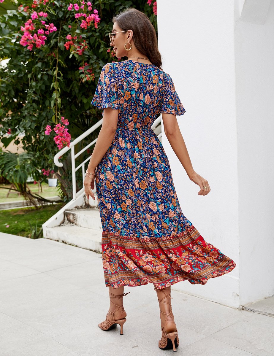 Women's Lightweight Floral Print Midi Dress Klara