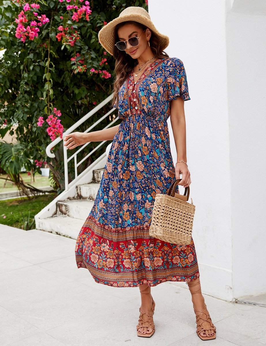 Women's Lightweight Floral Print Midi Dress Klara