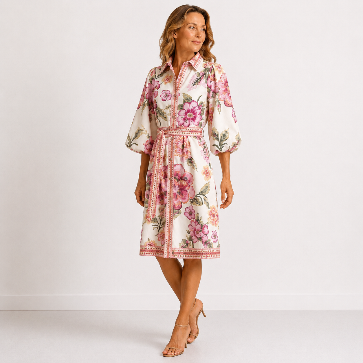 Women's Lightweight Floral Print Shirt Dress Klara