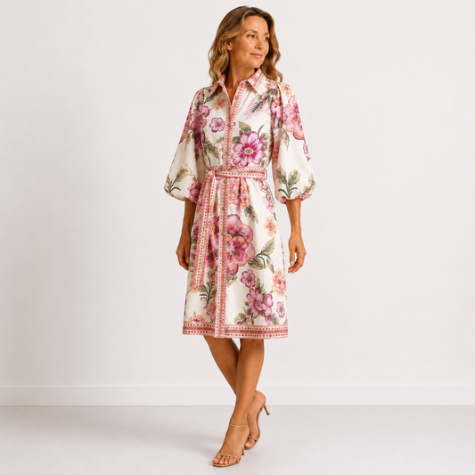 Women's Lightweight Floral Print Shirt Dress Klara