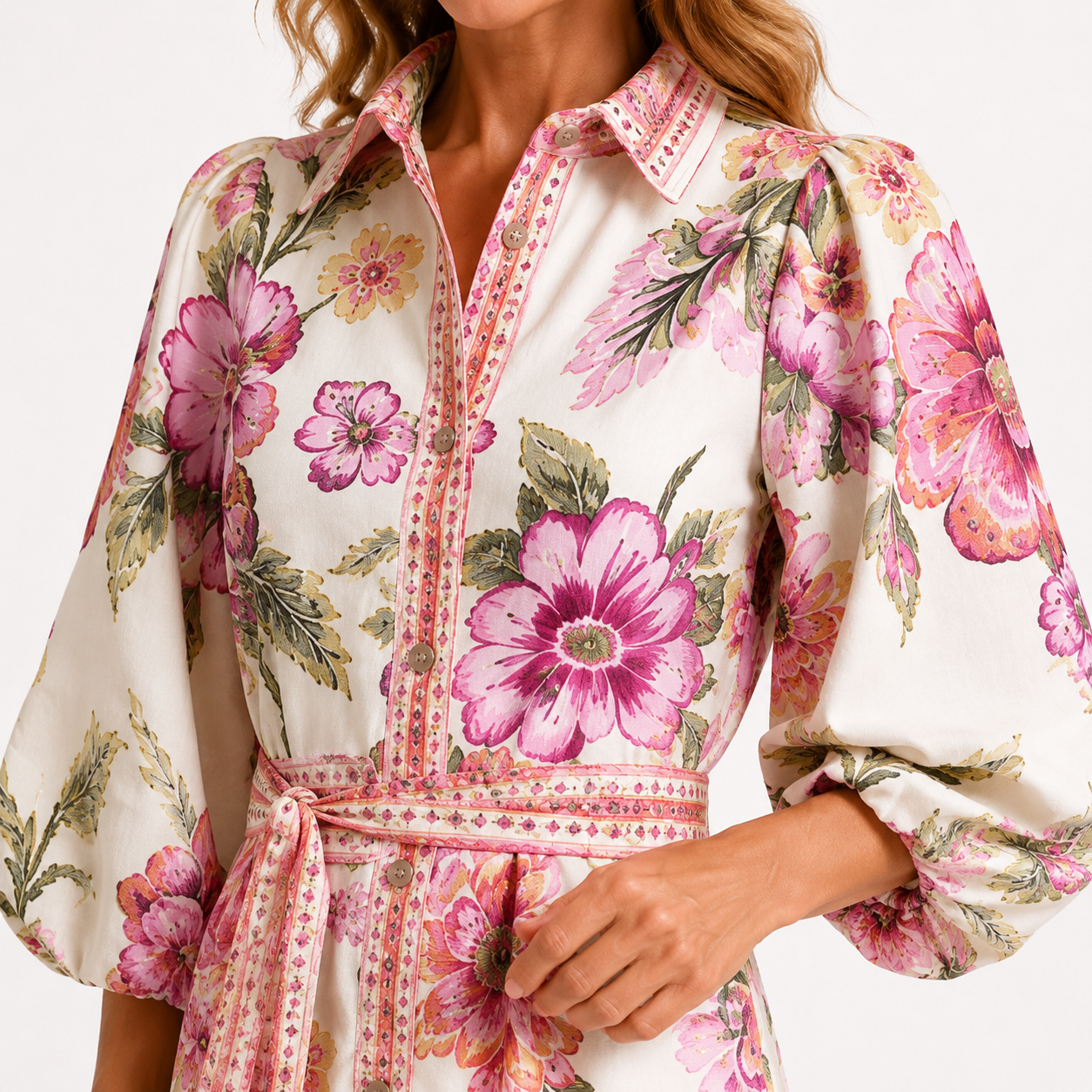 Women's Lightweight Floral Print Shirt Dress Klara