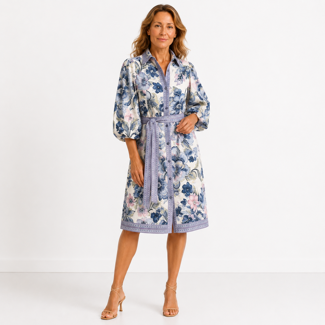 Women's Lightweight Floral Print Shirt Dress Klara