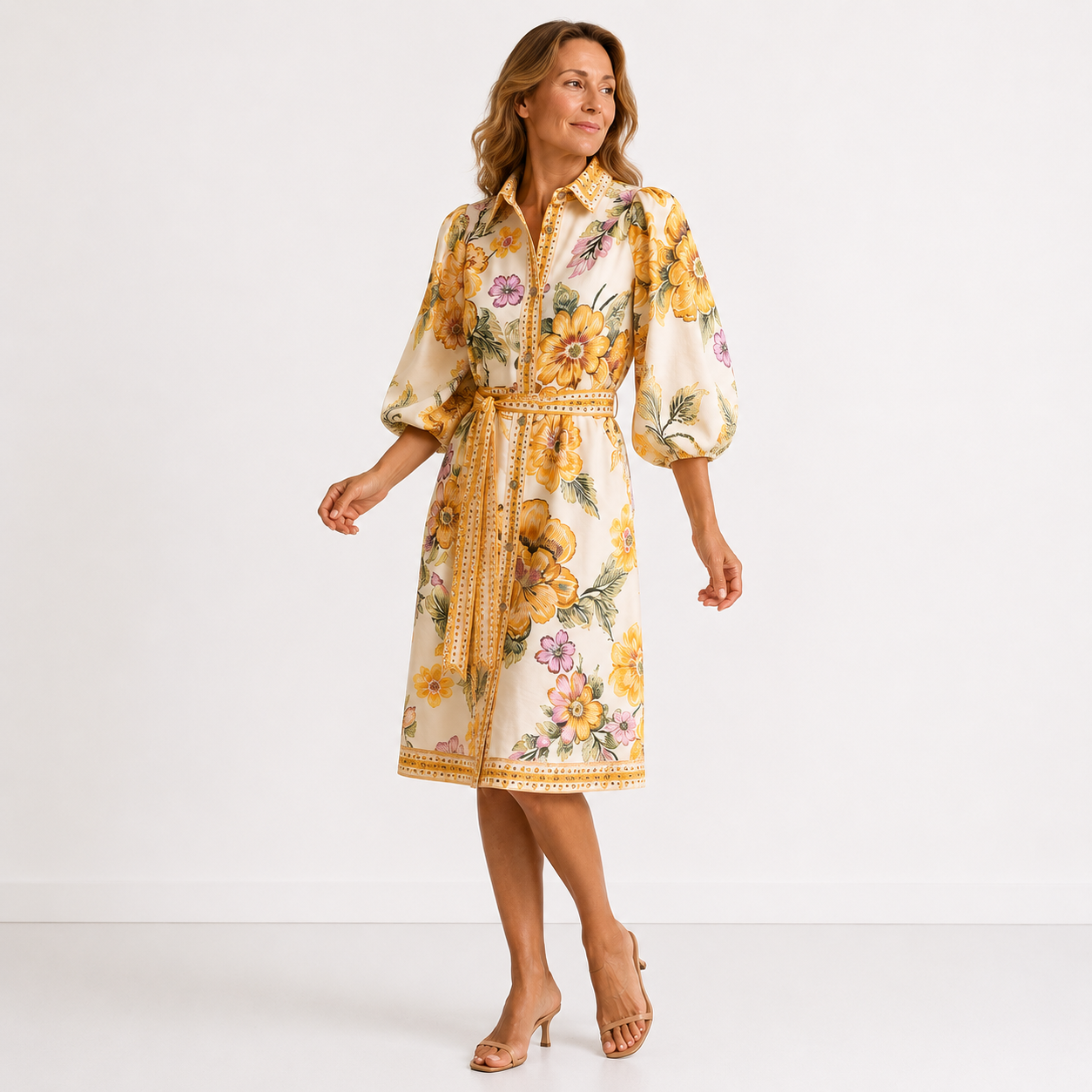 Women's Lightweight Floral Print Shirt Dress Klara